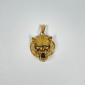 Gold Tiger Head Cut Pendant